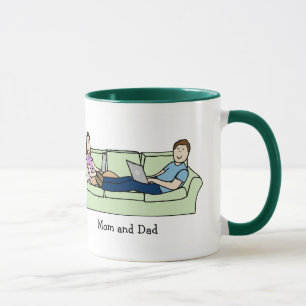 Personalisierte Cartoon-Tasse Techie Mama u. Vatis Tasse