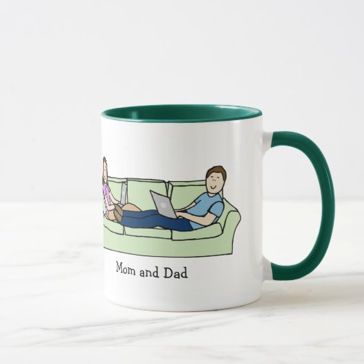 Personalisierte Cartoon-Tasse Techie Mama u. Vatis Tasse (Rechts)