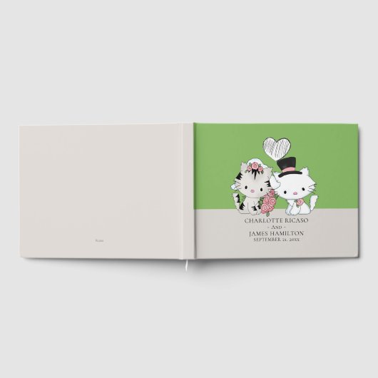 Personalisierte Cat Couple Bridge und Groom Weddin Gästebuch (Voll)