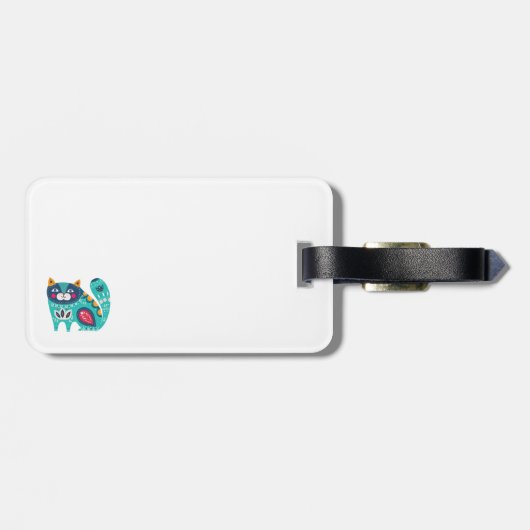 Personalisierte CAT Folk Art Decorative Vögel Blum Gepäckanhänger (Rückseite horizontal)