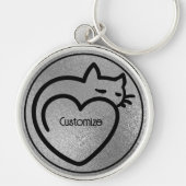 Personalisierte Cat Liebe Silver Black Logo Schlüsselanhänger (Vorne)