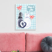 Personalisierte Cat Liebe Stretched Canvas Print Leinwanddruck (Insitu (Wohnzimmer))