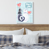 Personalisierte Cat Liebe Stretched Canvas Print Leinwanddruck (Insitu (Schlafzimmer))