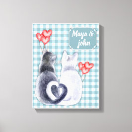 Personalisierte Cat Liebe Stretched Canvas Print Leinwanddruck