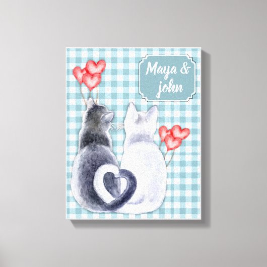 Personalisierte Cat Liebe Stretched Canvas Print Leinwanddruck (Vorderseite)