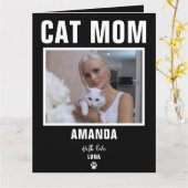 Personalisierte Cat Mama benutzerdefinierte Foto-K Karte (Gelbe Blume)