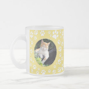 Personalisierte Cat Memorial Tasse Paw Prints Gelb
