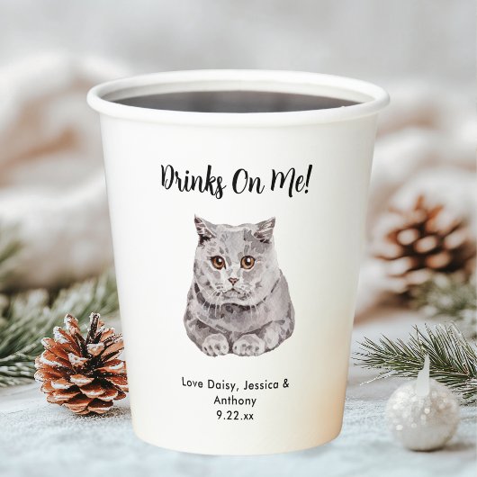 Personalisierte Cat Wedding Pappbecher
