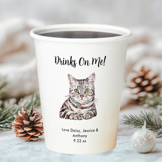 Personalisierte Cat Wedding Pappbecher