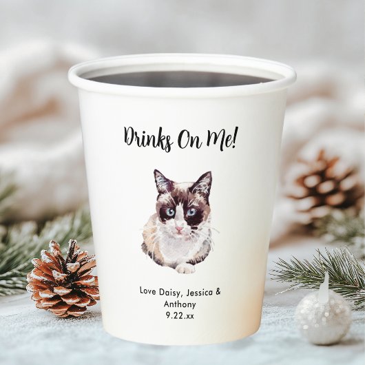 Personalisierte Cat Wedding Pappbecher