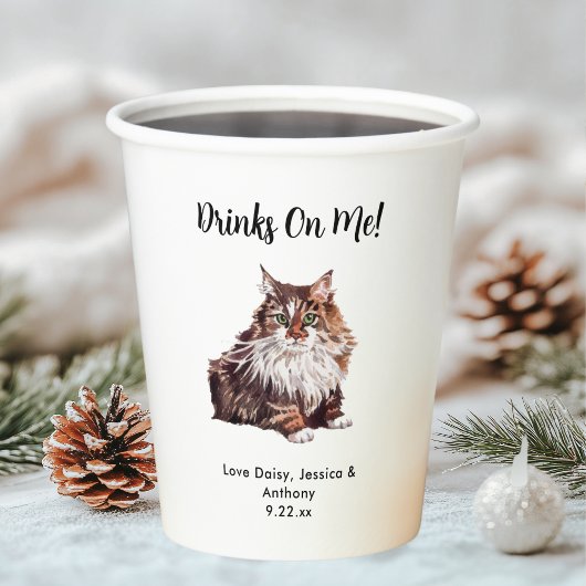 Personalisierte Cat Wedding Pappbecher