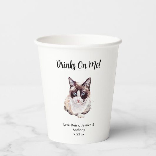 Personalisierte Cat Wedding Pappbecher (Rückseite)