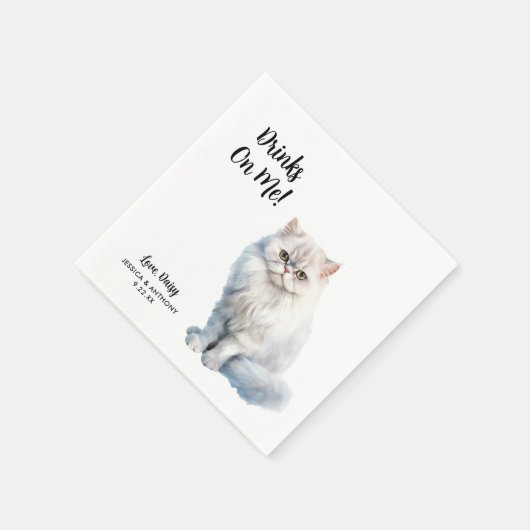 Personalisierte Cat Wedding Serviette (Ecke)