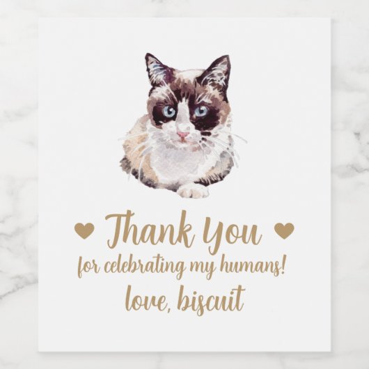 Personalisierte Cat Wedding Weinetikett (Einzelnes Label)