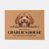 Personalisierte Cavapoo-Hunde-Willkommensmatte Fußmatte (Vorderseite)