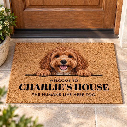 Personalisierte Cavapoo-Hunde-Willkommensmatte Fußmatte
