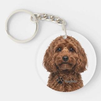 Personalisierte Cavapoo Ruby Red Waves Hunde-Schlü Schlüsselanhänger