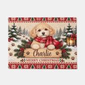 Personalisierte Cavapoo-Weihnachtsfußmatte Fußmatte (Vorderseite)