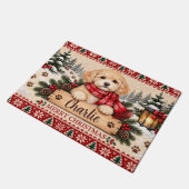 Personalisierte Cavapoo-Weihnachtsfußmatte Fußmatte (Schrägansicht)