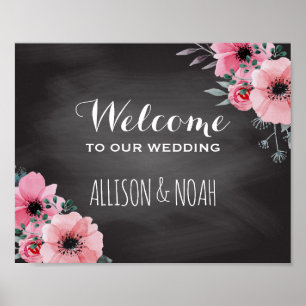 Personalisierte Chalkboardhochzeit Begrüßungszei Poster