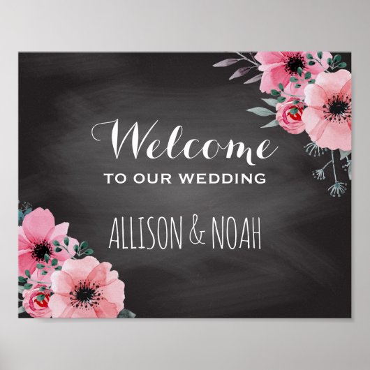 Personalisierte Chalkboardhochzeit | Begrüßungszei Poster (Vorne)