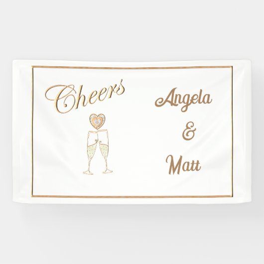 Personalisierte Champagnerbrille und Herz Banner (Horizontal)