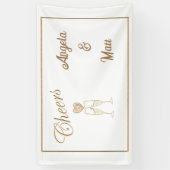 Personalisierte Champagnerbrille und Herz Banner (Vertikal)