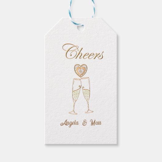 Personalisierte Champagnerbrille und Herz Geschenkanhänger (Vorderseite)