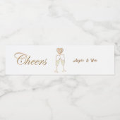 Personalisierte Champagnerbrille und Herz Wasserflaschenetikett (Einzelnes Label)