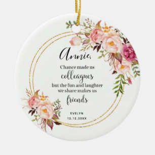 Personalisierte Chance für Kollegen Floral Keramik Ornament