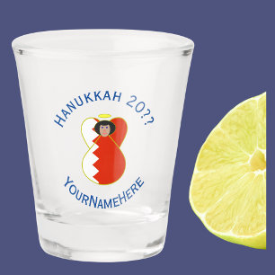 Personalisierte Chanukka-Flagge Bahrain Engel  Schnapsglas