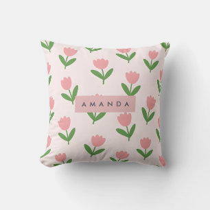 Personalisierte charmante rosa Tulpe floral Kissen