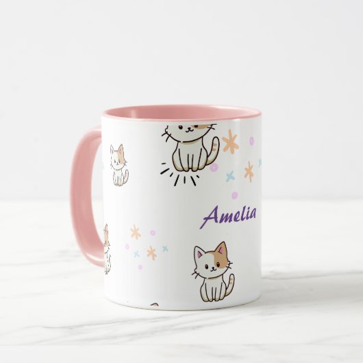 Personalisierte charmante Tasse mit Katzenmotiv 🐾 (Vorderseite Links)