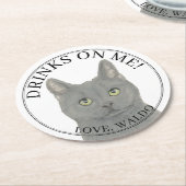 Personalisierte Chartreux Cat Wedding Runder Pappuntersetzer (Angewinkelt)