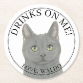 Personalisierte Chartreux Cat Wedding Runder Pappuntersetzer (Vorderseite)