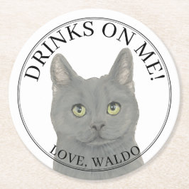 Personalisierte Chartreux Cat Wedding Runder Pappuntersetzer