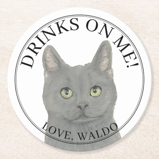 Personalisierte Chartreux Cat Wedding Runder Pappuntersetzer (Vorderseite)