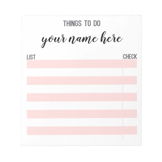 Personalisierte Checkliste Editor Notizblock (Vorderseite)