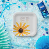 Personalisierte "Cheer Up" Hellgelbe Blume Pappteller (Party)