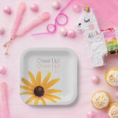 Personalisierte "Cheer Up" Hellgelbe Blume Pappteller (Party)