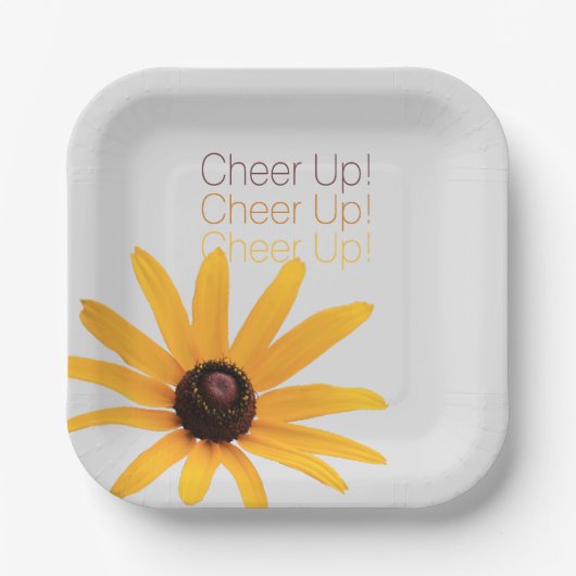Personalisierte "Cheer Up" Hellgelbe Blume Pappteller (Vorderseite)