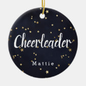 Personalisierte Cheerleader Navy Blue und Gold Sta Keramik Ornament (Vorne)
