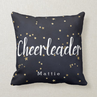 Personalisierte Cheerleader Navy Blue und Gold Sta Kissen
