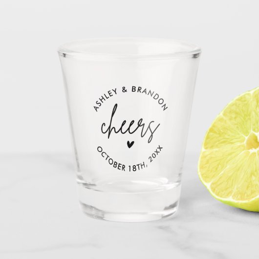 Personalisierte Cheers Wedding Shooters Schnapsglas (Vorderseite)