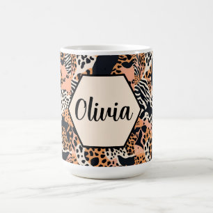Personalisierte Cheetah und Zebra Print Kaffeetasse