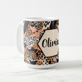Personalisierte Cheetah und Zebra Print Kaffeetasse (Vorderseite Links)