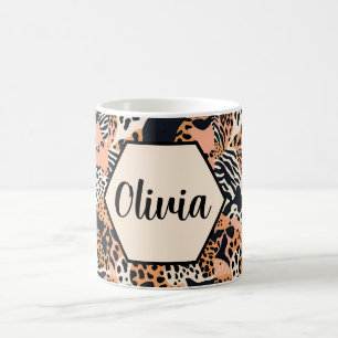Personalisierte Cheetah und Zebra Print Kaffeetasse