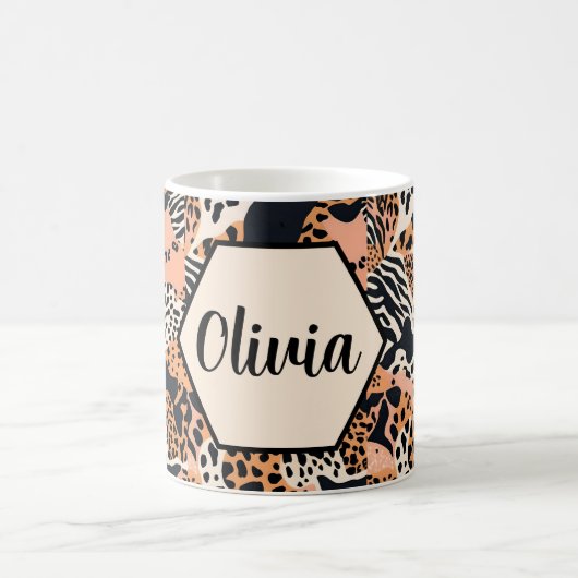 Personalisierte Cheetah und Zebra Print Kaffeetasse (Mittel)