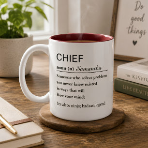 Personalisierte Chef-Definition Zweifarbige Tasse