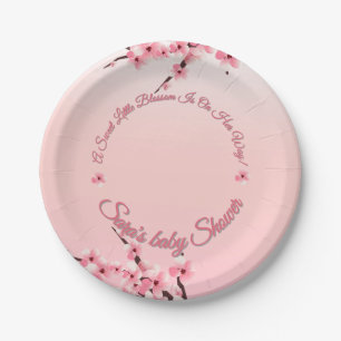 Personalisierte Cherry Blossom Babydusche Pappteller